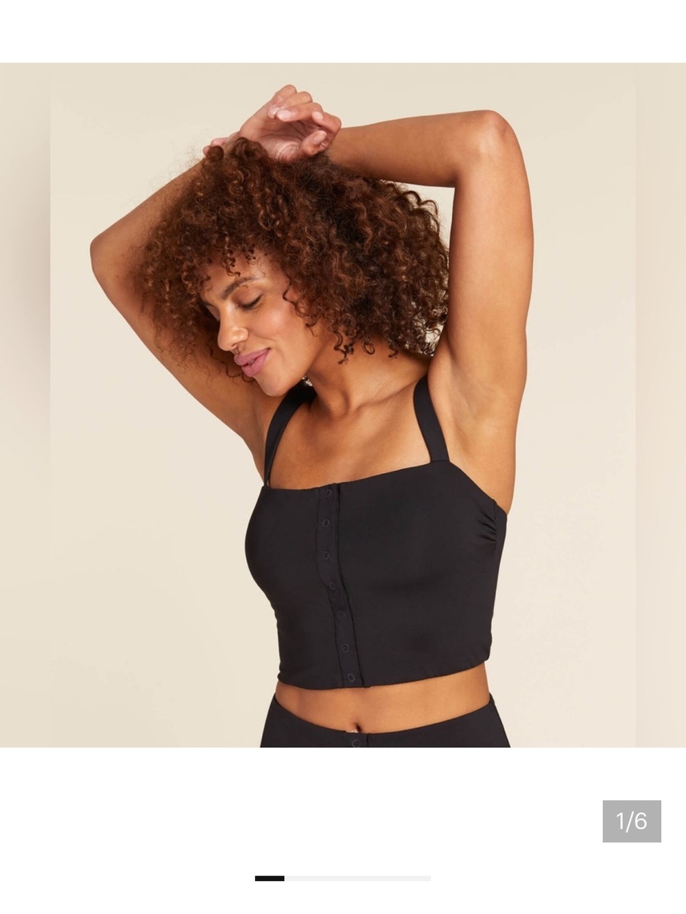 Andie Black Snap-Front Crop Swim Top Size Small